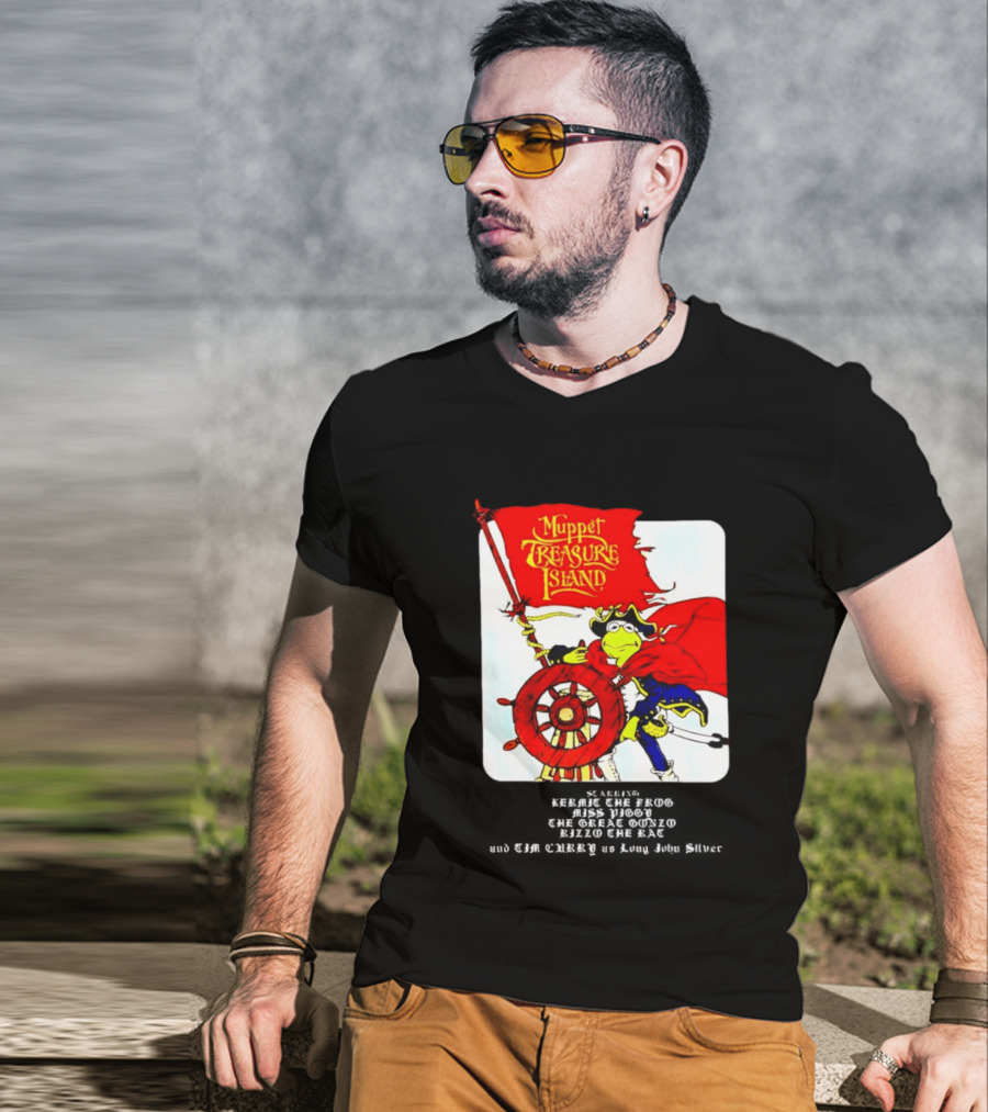 Kermit The Frog Muppet Treasure Island 1996 Steering Pirate Ship T-Shirt