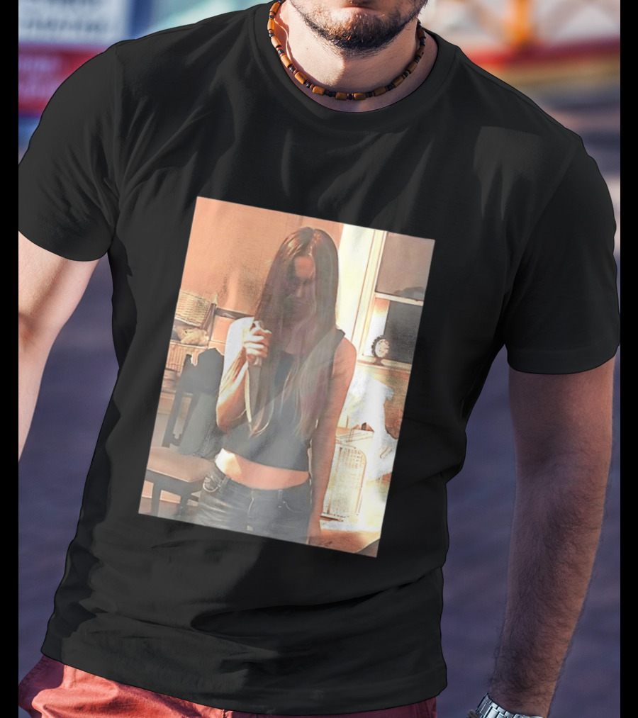 Long Hair Girl With Survival Knife In Room T-Shirt