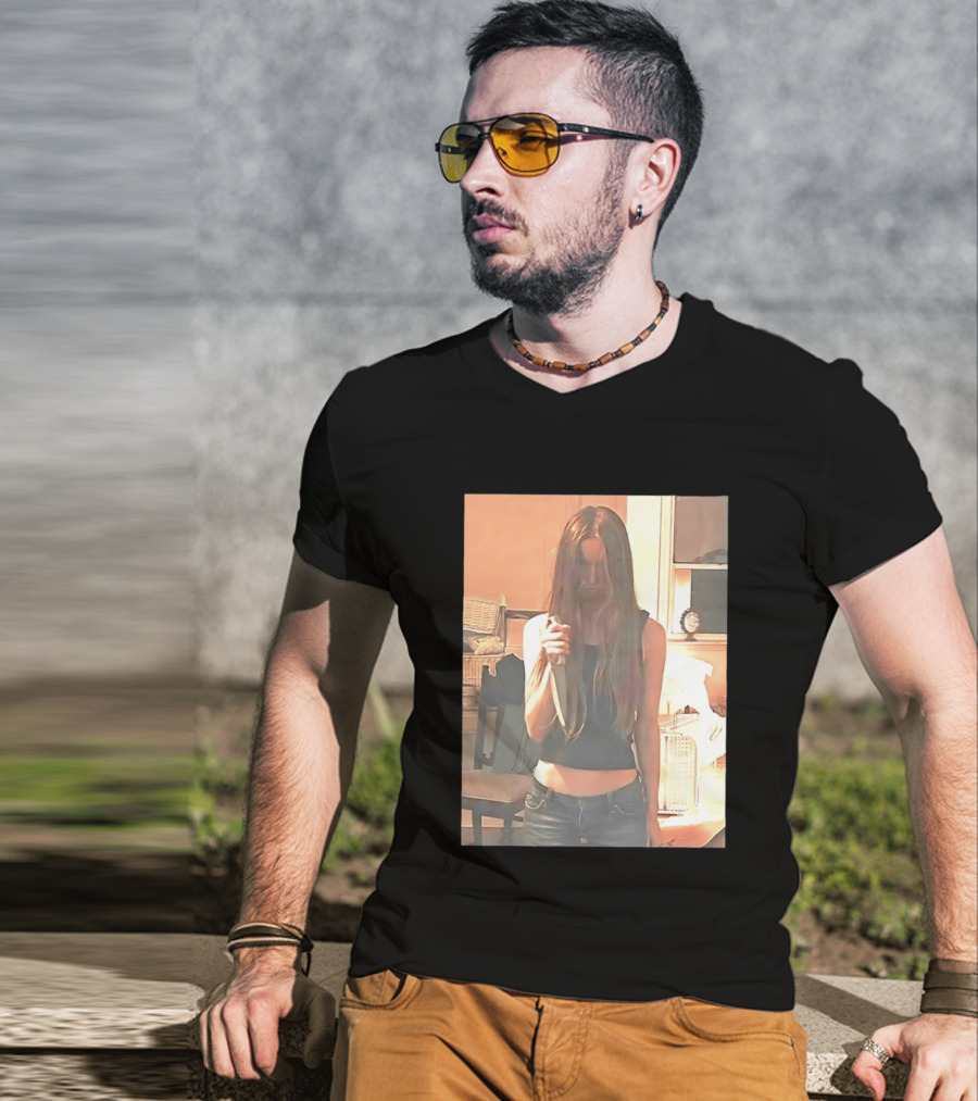 Long Hair Girl With Survival Knife In Room T-Shirt