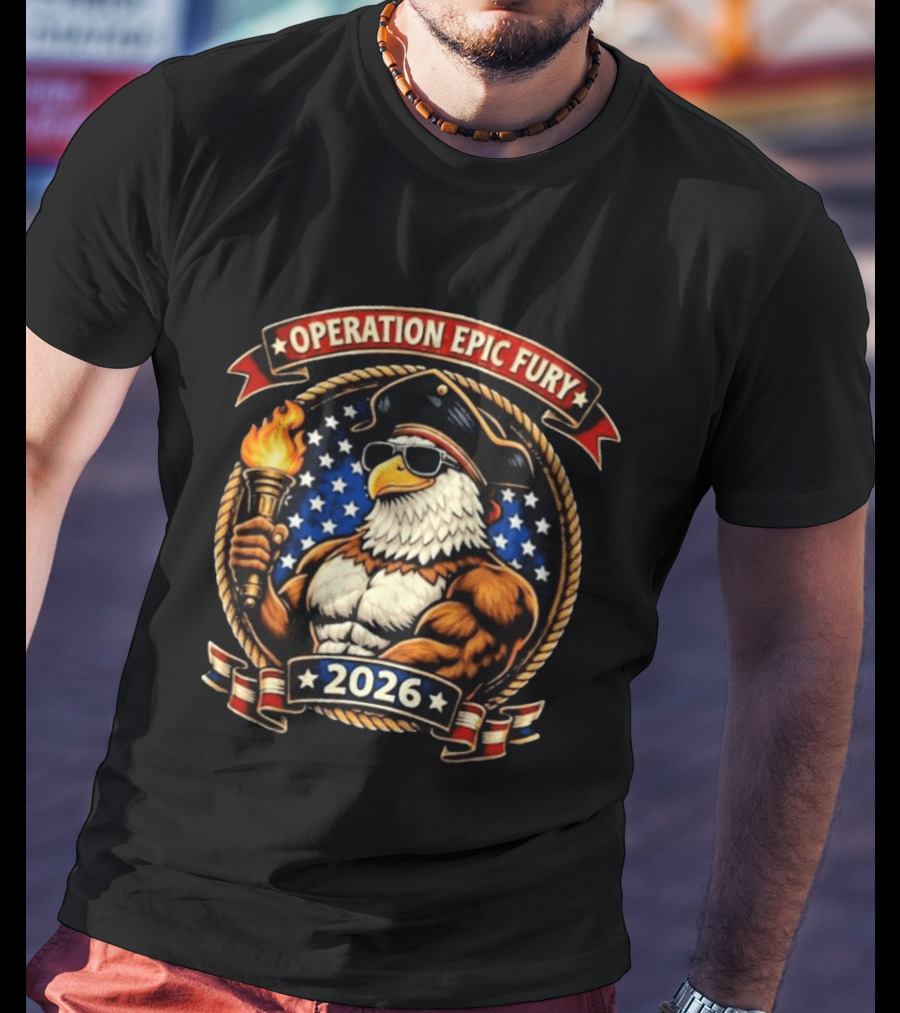 Operation Epic Fury 2026 Patriotic Eagle Muscle T-Shirt