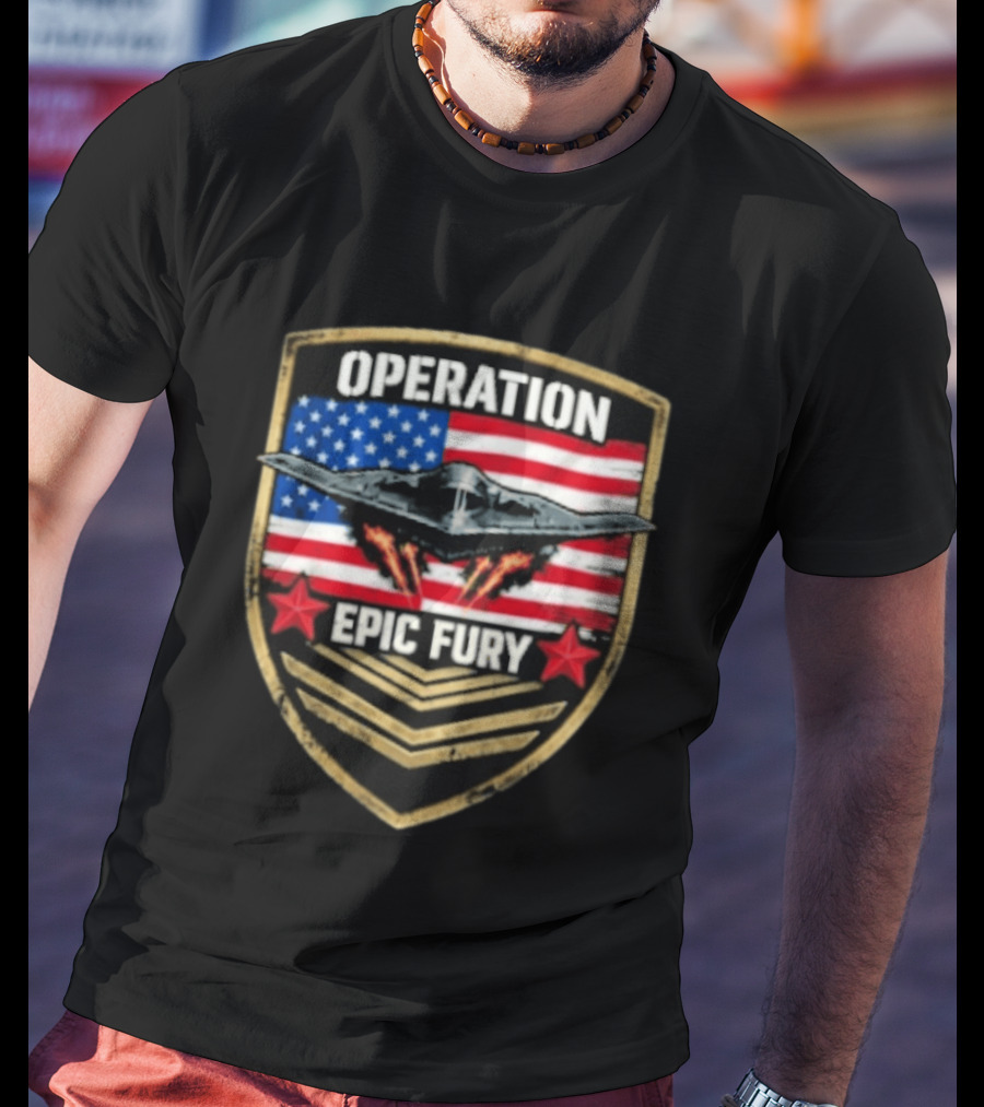 Operation Epic Fury American Flag Military Air Force Veteran T-Shirt