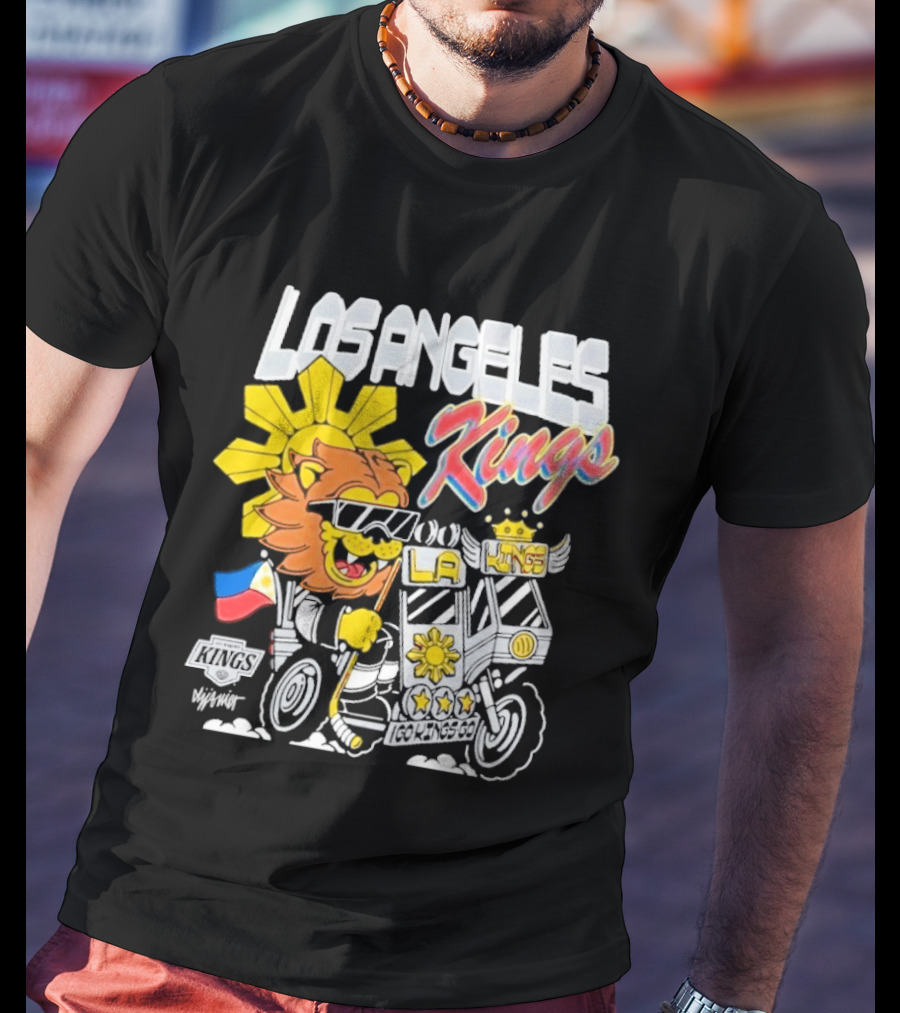 Los Angeles Kings Filipino Heritage Night LA Kings Sun Lion Flag Motorcycle T-Shirt