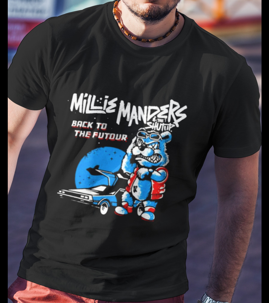 Millie Manders And The Shutup Back To The Futour Retro Cartoon Character And Car T-Shirt