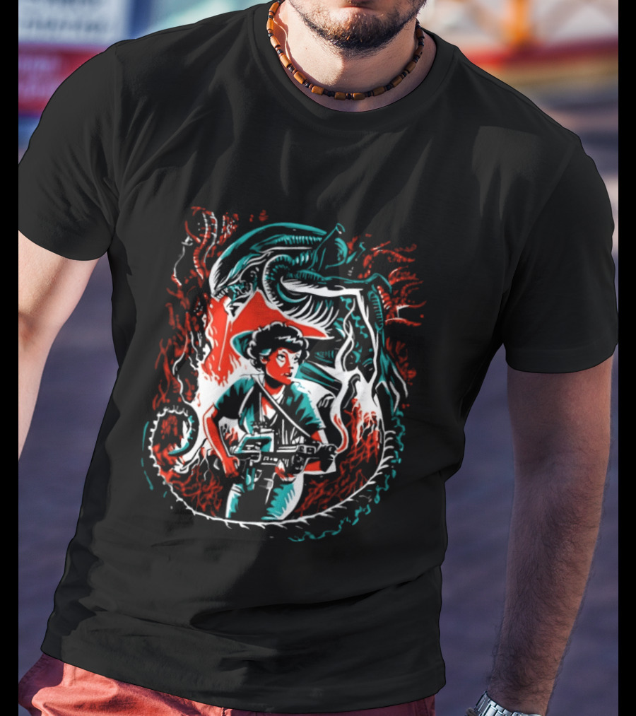 Alien Ripley Xenomorph Hunter Hunted Iconic Sci Fi Battle T-Shirt