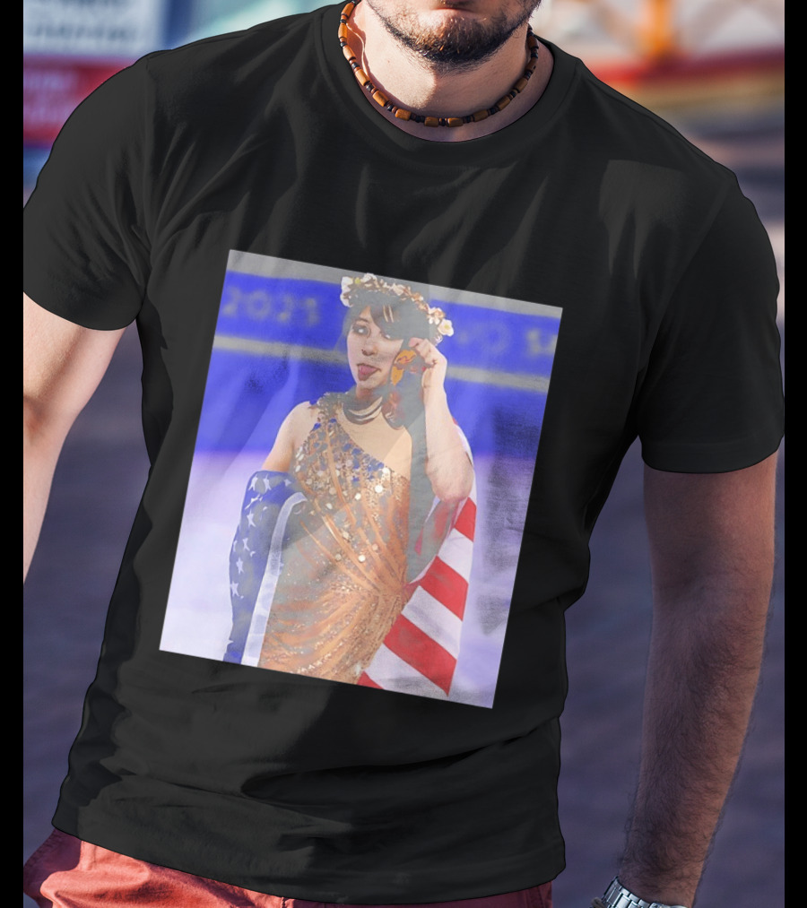 Alysa Liu Gold Medal USA Team Celebration With American Flag T-Shirt