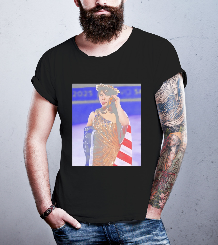 Alysa Liu Gold Medal USA Team Celebration With American Flag T-Shirt