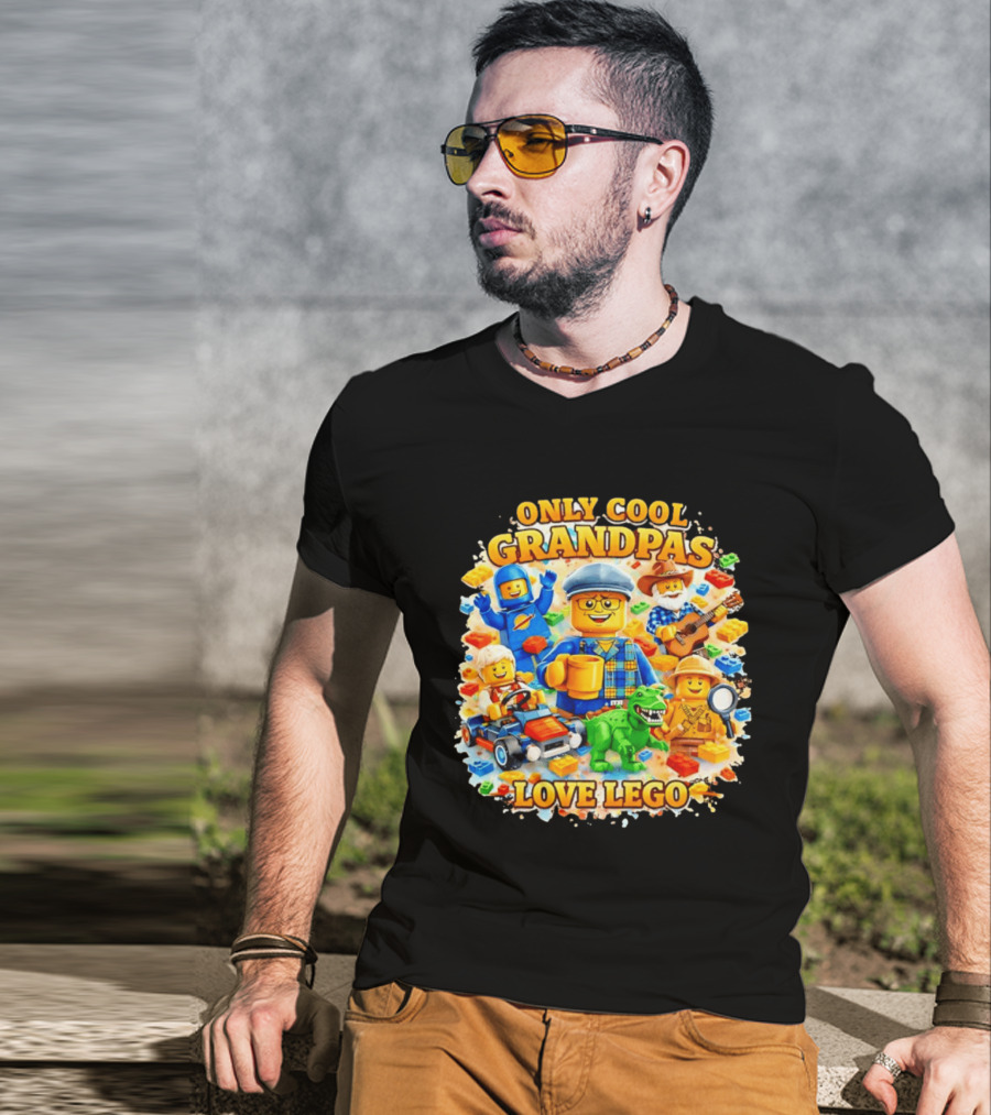 Only Cool Grandpas Love Lego With Fun Characters And Playful Themes T-Shirt