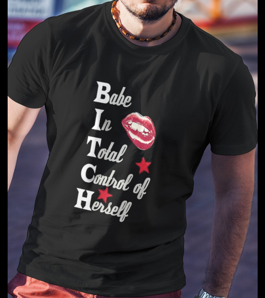 Babe In Total Control Of Herself Lips Red Stars T-Shirt