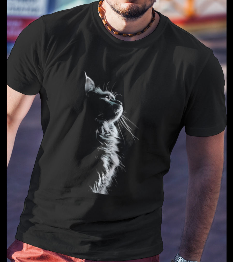 Cat Light And Shadow White Silhouette Feline T-Shirt