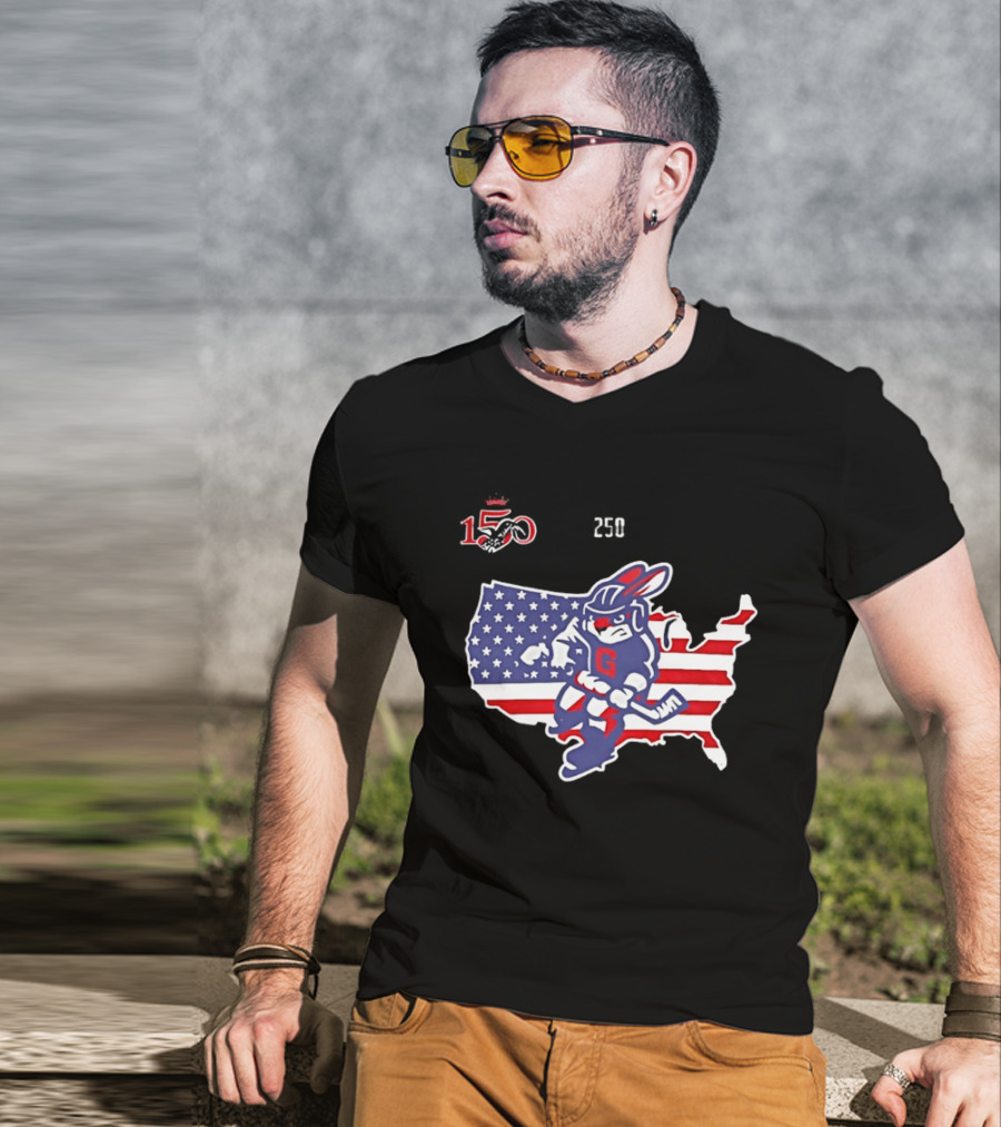 Greenville Swamp Rabbits 2026 Military Appreciation USA Map Anniversary 150 T-Shirt