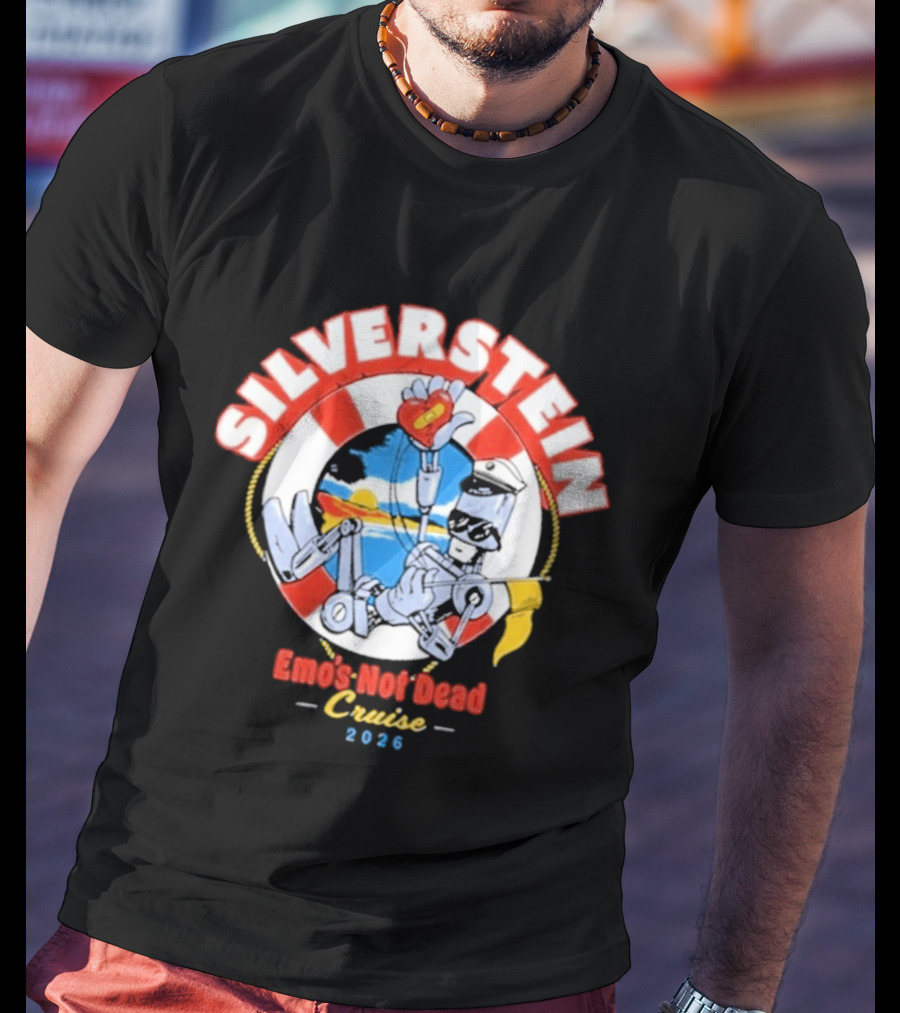Silverstein Emo's Not Dead Cruise 2026 Lifebuoy And Ocean Waves T-Shirt