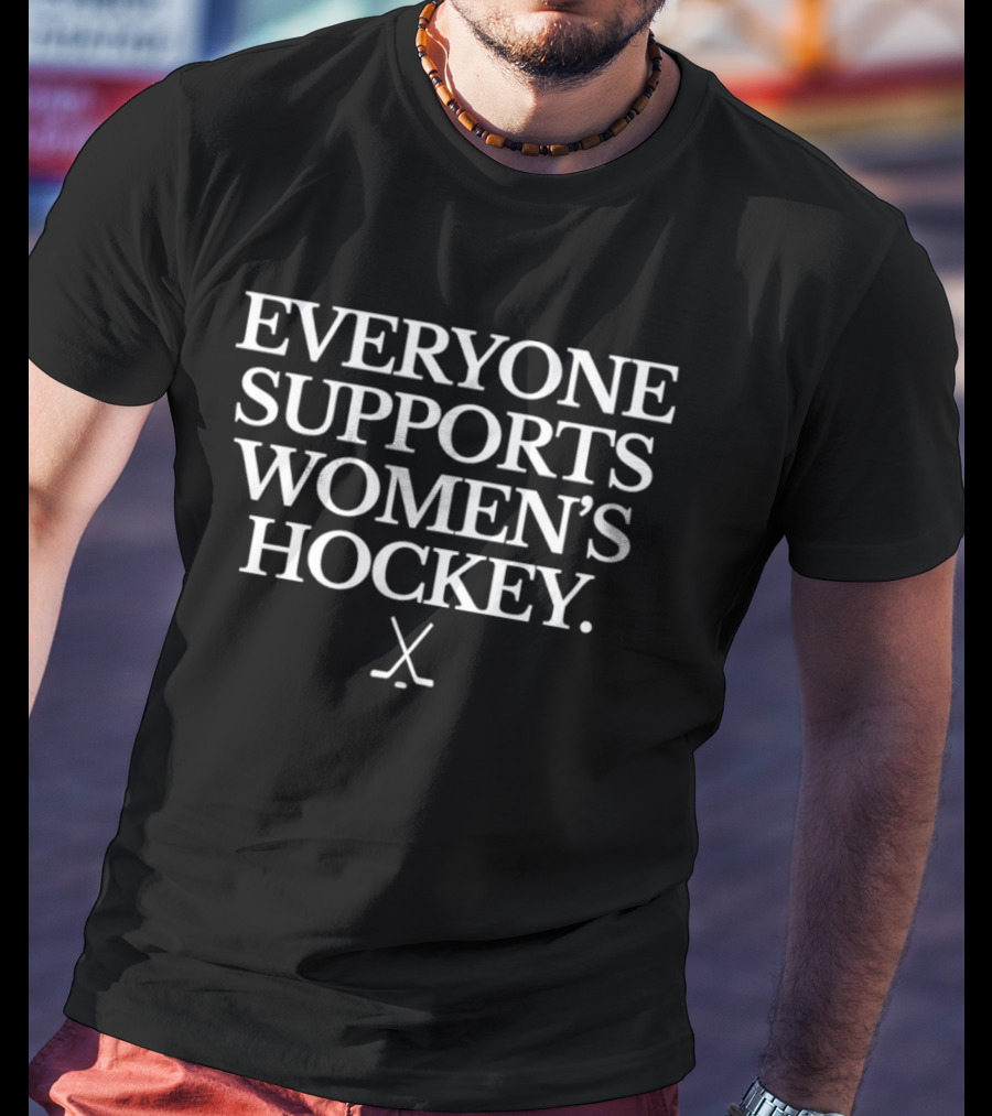 Everyone Supports Women's Hockey USA Red White Blue Ice Hockey T-Shirt