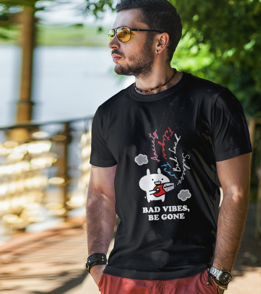Usagyuuun Bad Vibes Be Gone Lucky Fast Silver Happiness T-Shirt