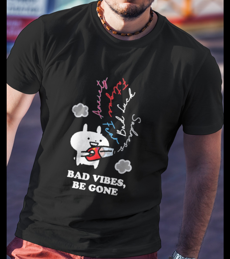 Usagyuuun Bad Vibes Be Gone Lucky Fast Silver Happiness T-Shirt