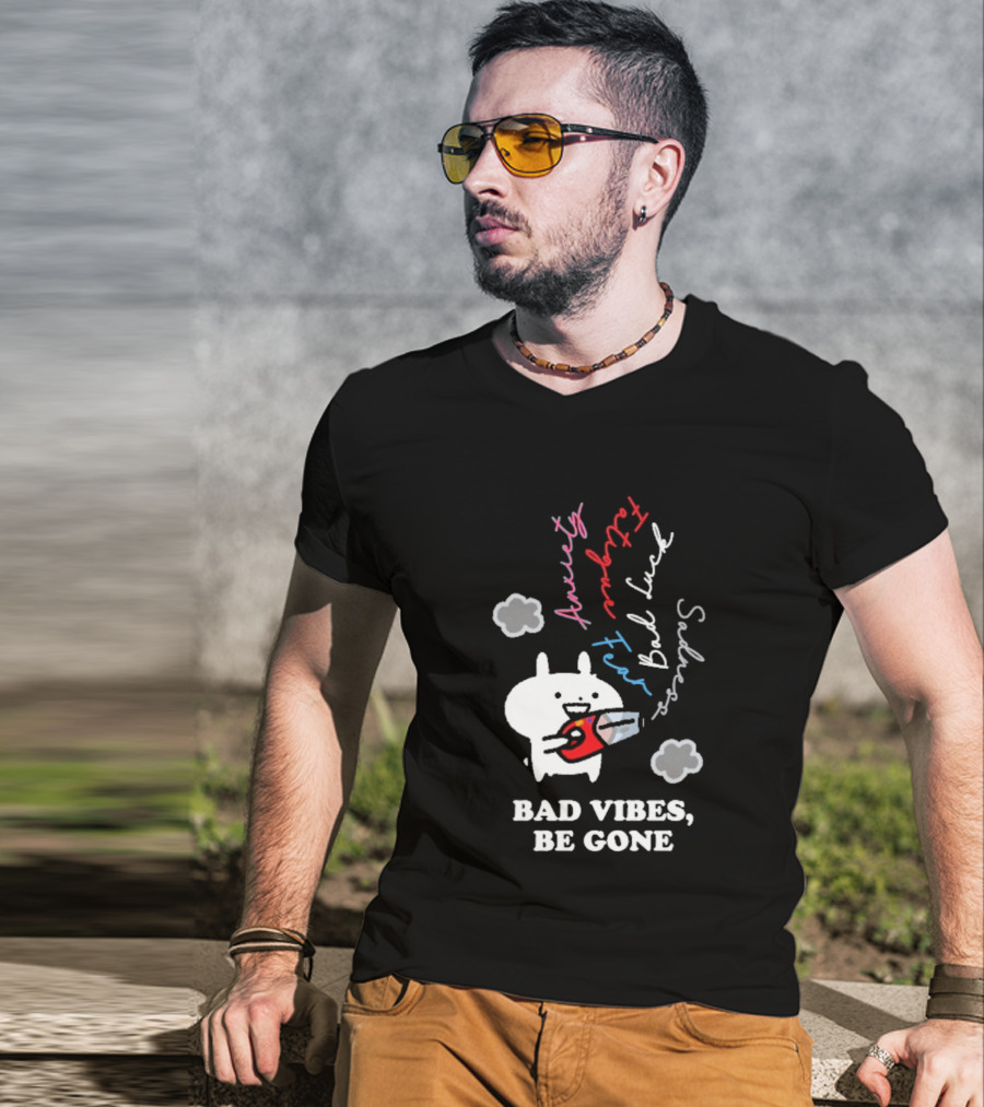 Usagyuuun Bad Vibes Be Gone Lucky Fast Silver Happiness T-Shirt
