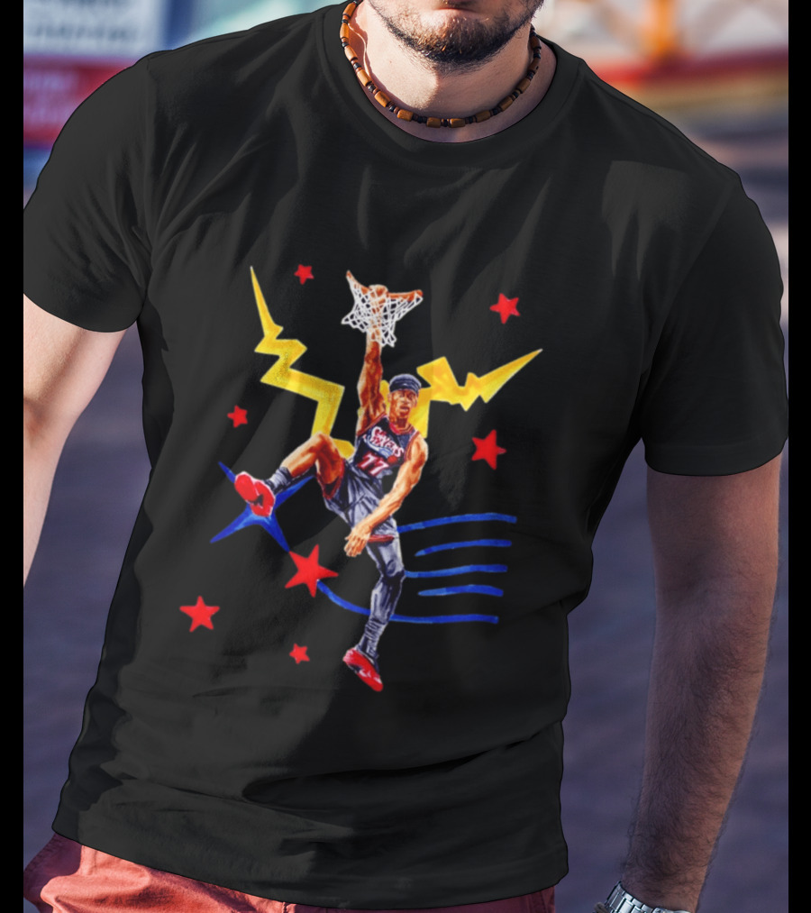 VJ Edgecombe 77 Philadelphia 76ers Basketball Dunking Action T-Shirt