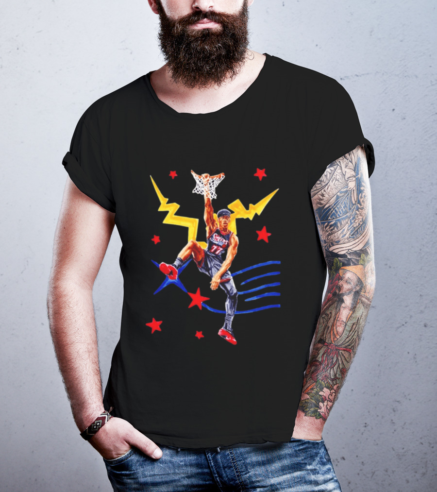 VJ Edgecombe 77 Philadelphia 76ers Basketball Dunking Action T-Shirt