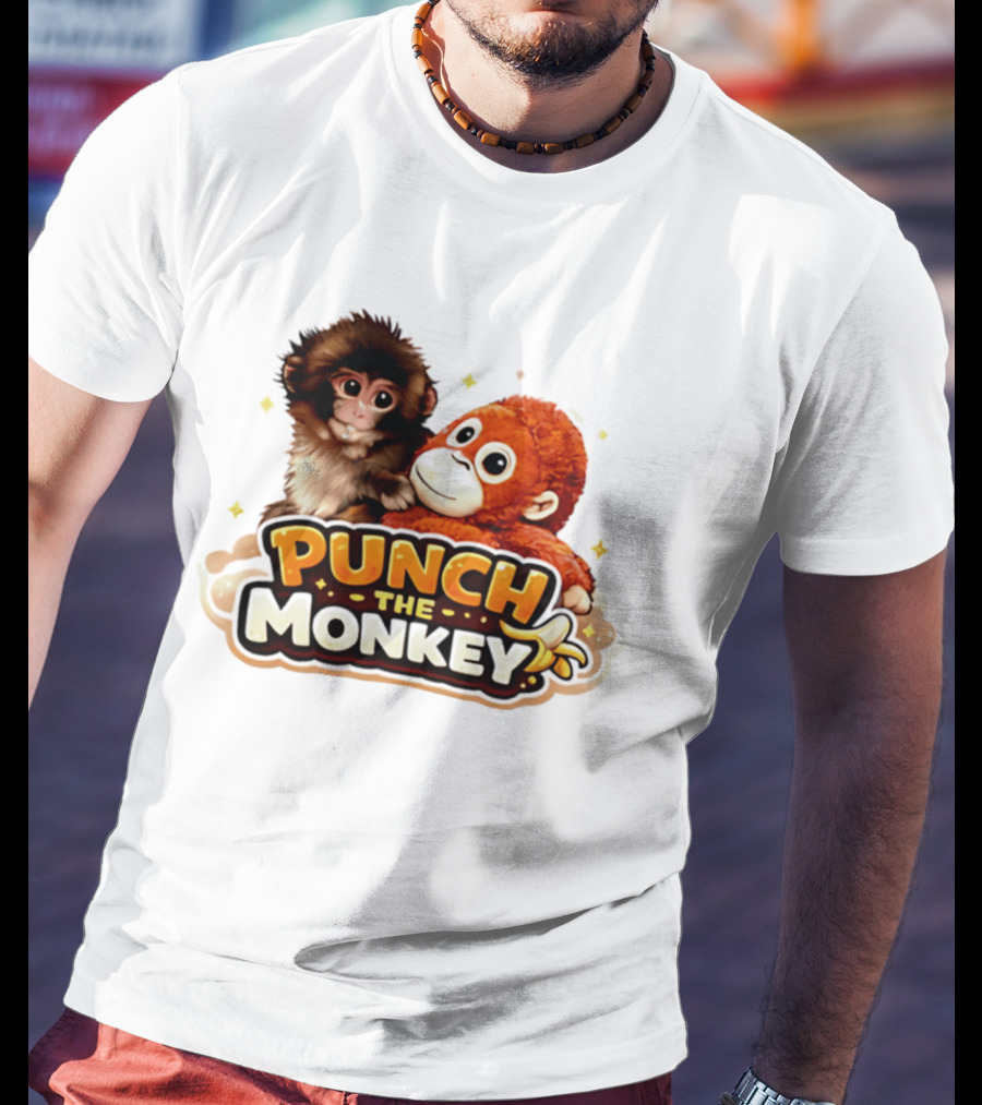 Punch The Monkey Cute Plush Cartoon T-Shirt