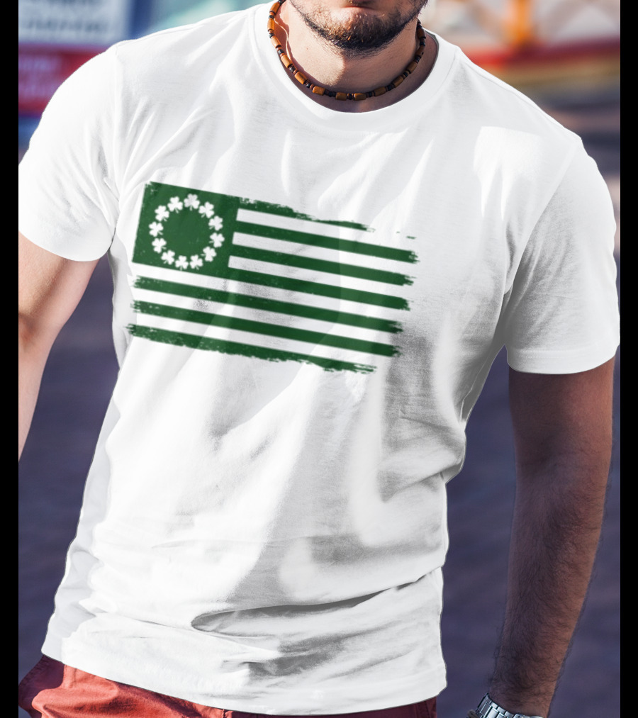 Betsy Ross Flag With Shamrock Circle Stars T-Shirt