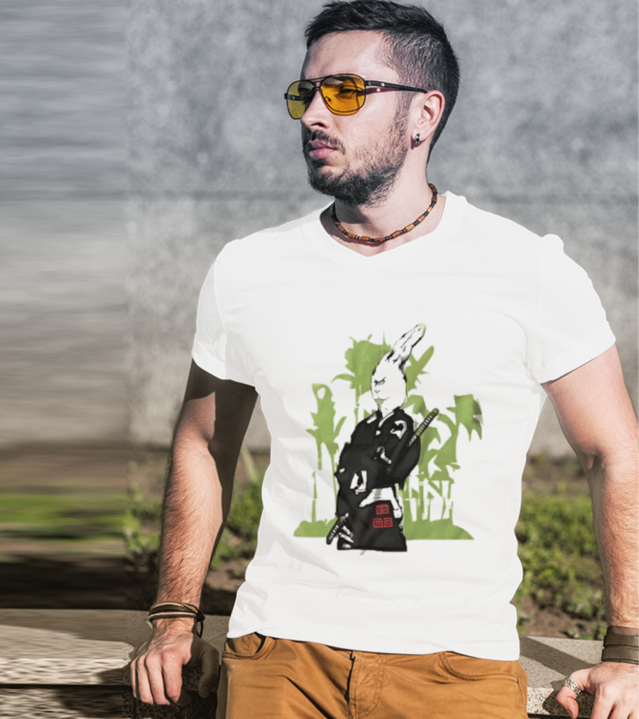 Samurai Rabbit Jeremy Peep Show Bamboo Warrior T-Shirt
