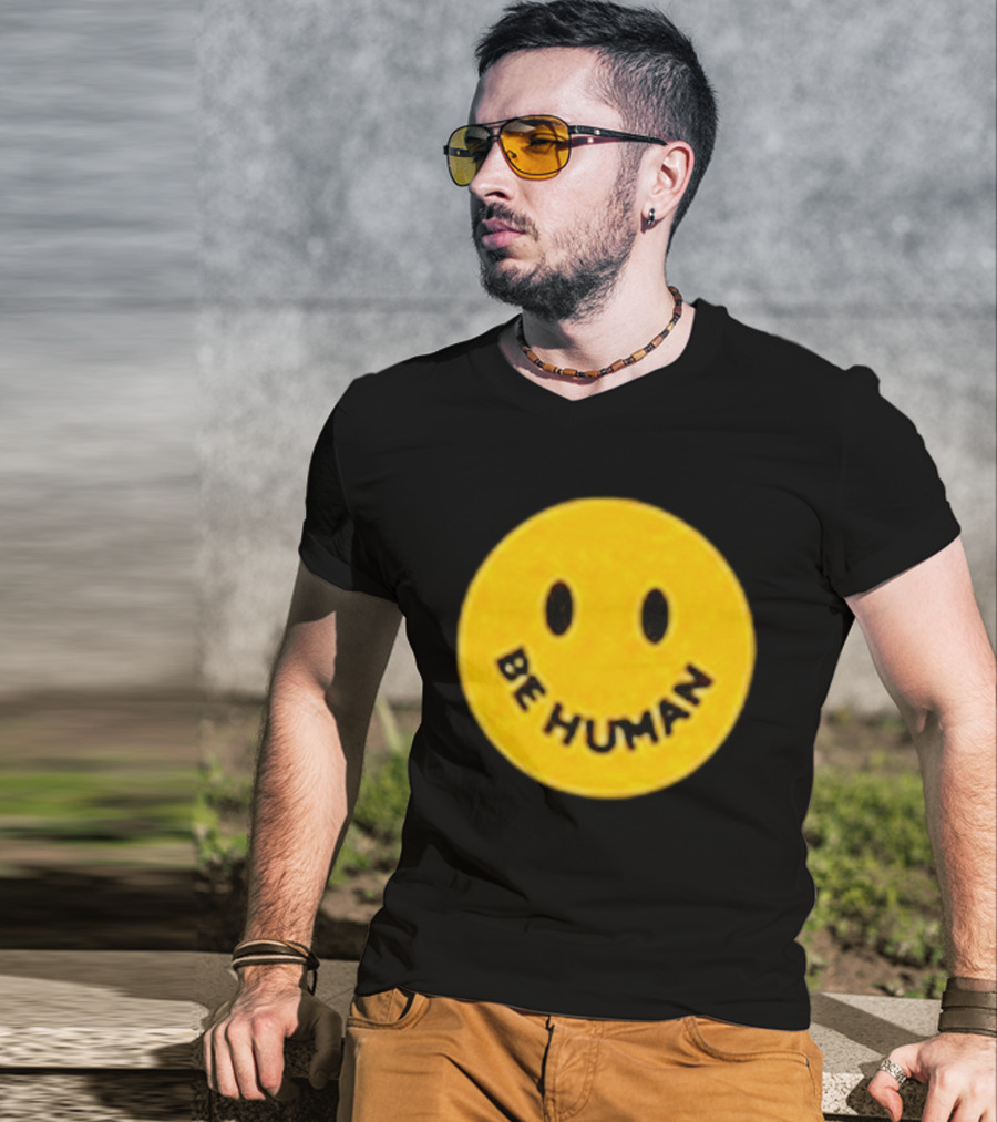 Brighten Be Human Yellow Smiley Face T-Shirt