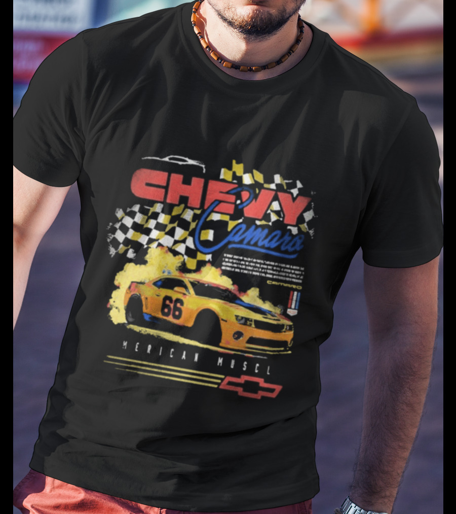 Chevy Camaro 55 American Muscle Race Car Faded Chevrolet T-Shirt