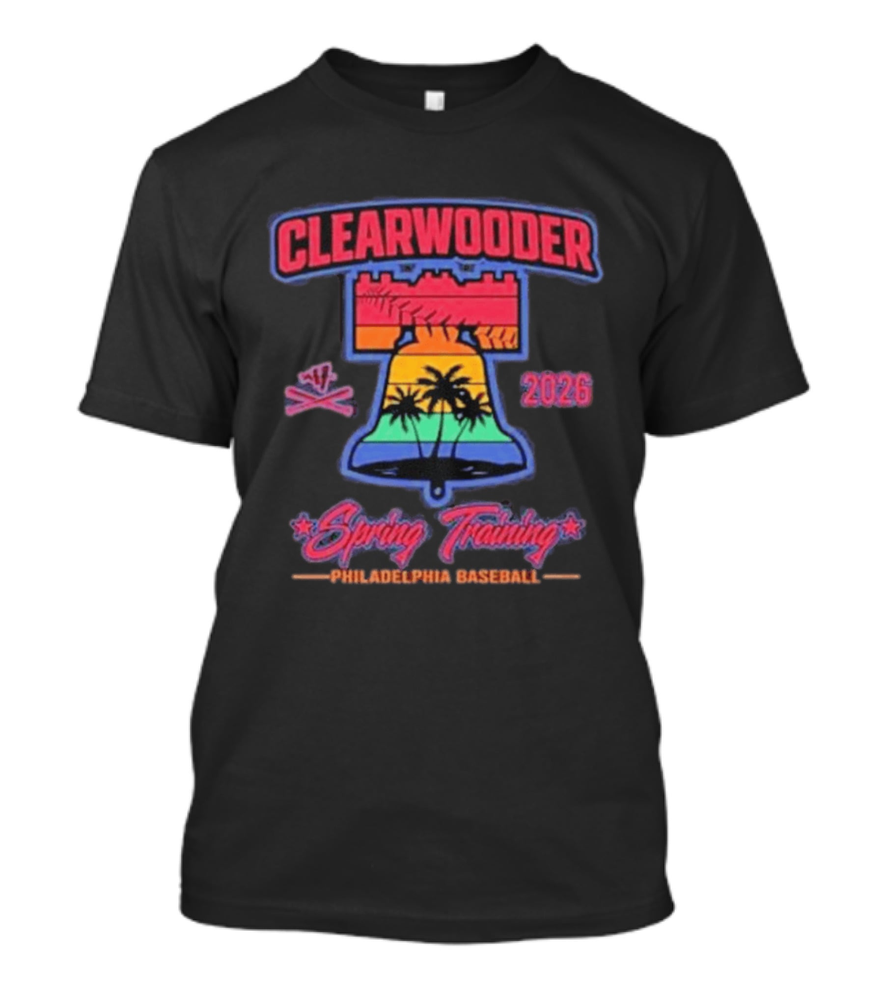 Clearwooder Spring Training 2026 Philadelphia Baseball Liberty Bell Palm Trees T-Shirt
