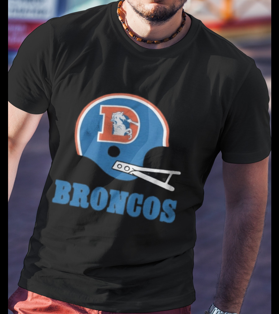 Denver Broncos Retro Football Helmet Graphic Broncos T-Shirt