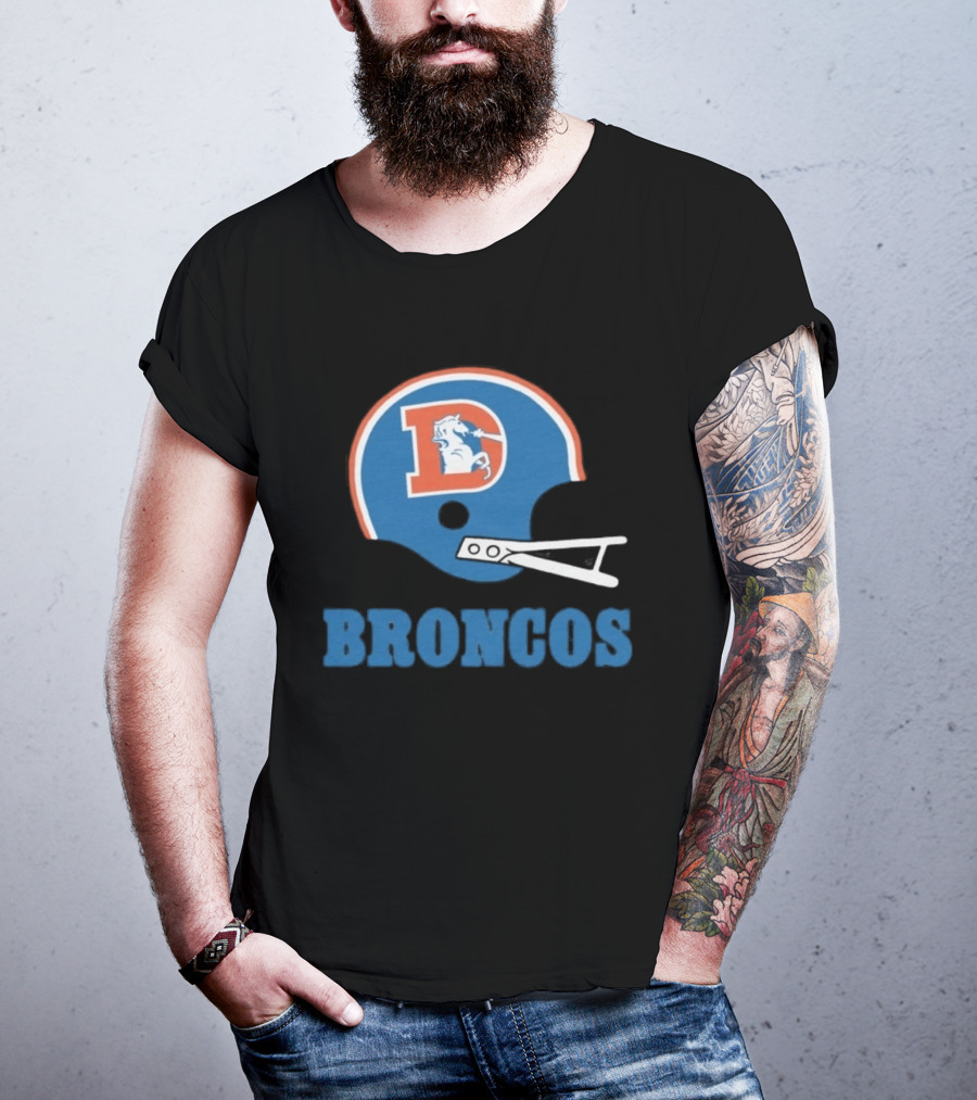 Denver Broncos Retro Football Helmet Graphic Broncos T-Shirt