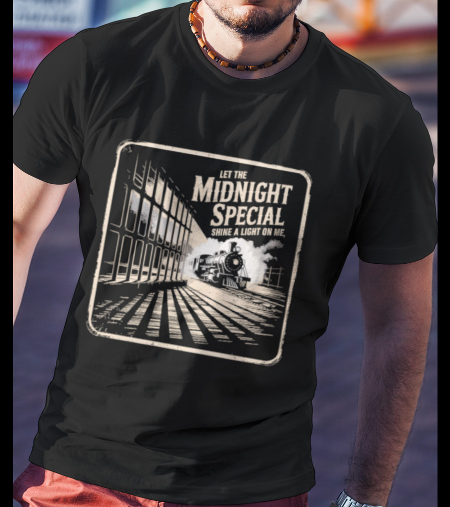 Let The Midnight Special Shine A Light On Me Train Illustration Classic Song Reference T-Shirt