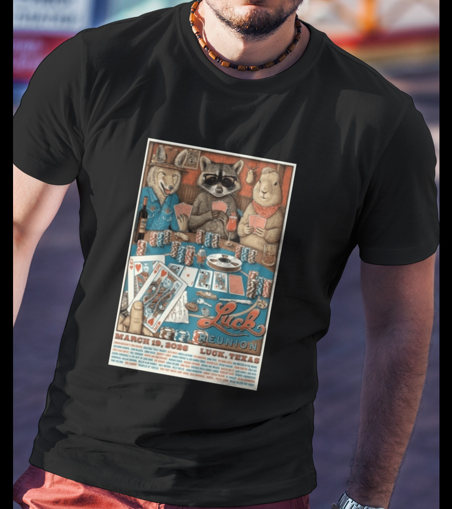 Luck Reunion March 19 2026 Luck Texas Poker Animals T-Shirt