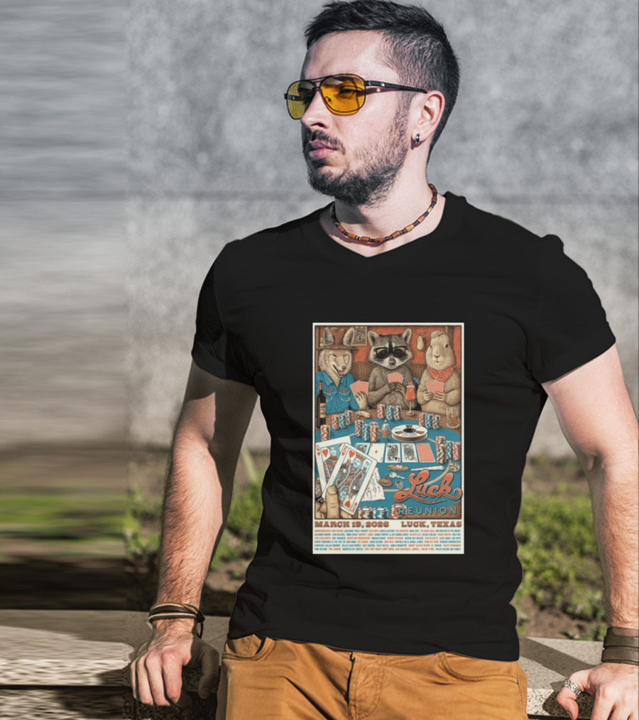 Luck Reunion March 19 2026 Luck Texas Poker Animals T-Shirt