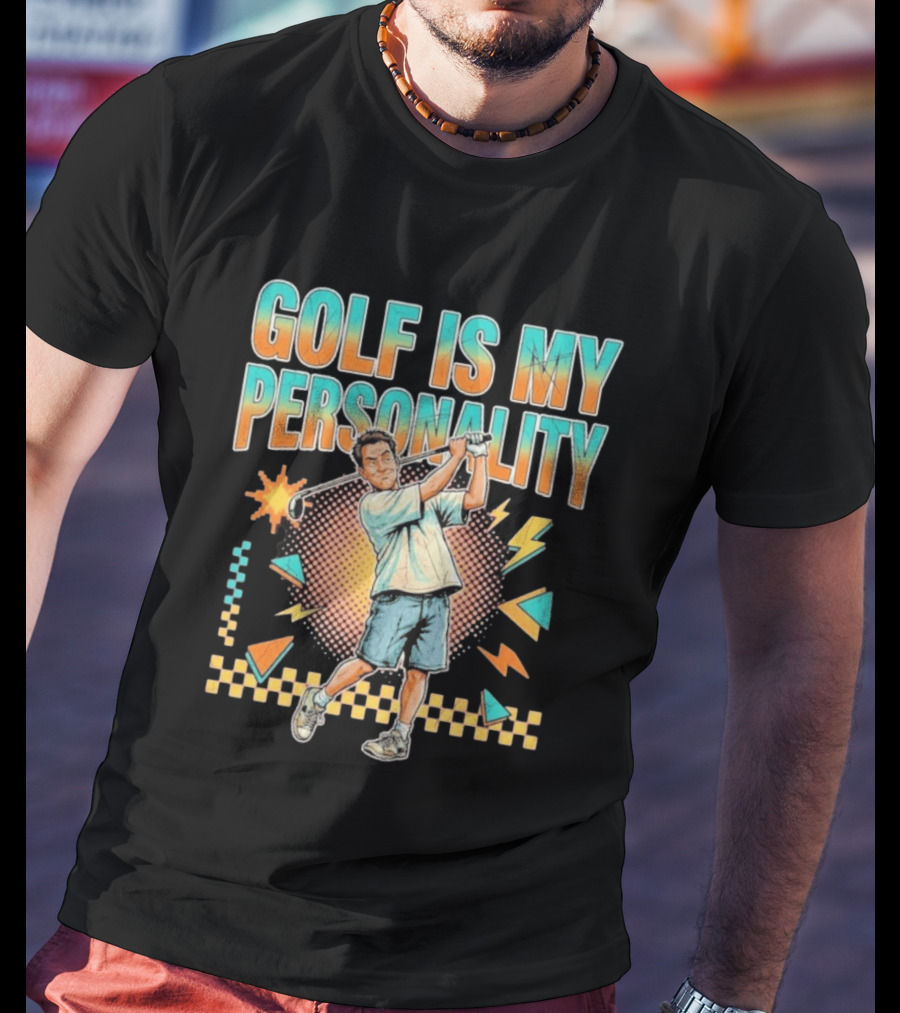 Golf Is My Personality Retro Style Swinging Golfer T-Shirt