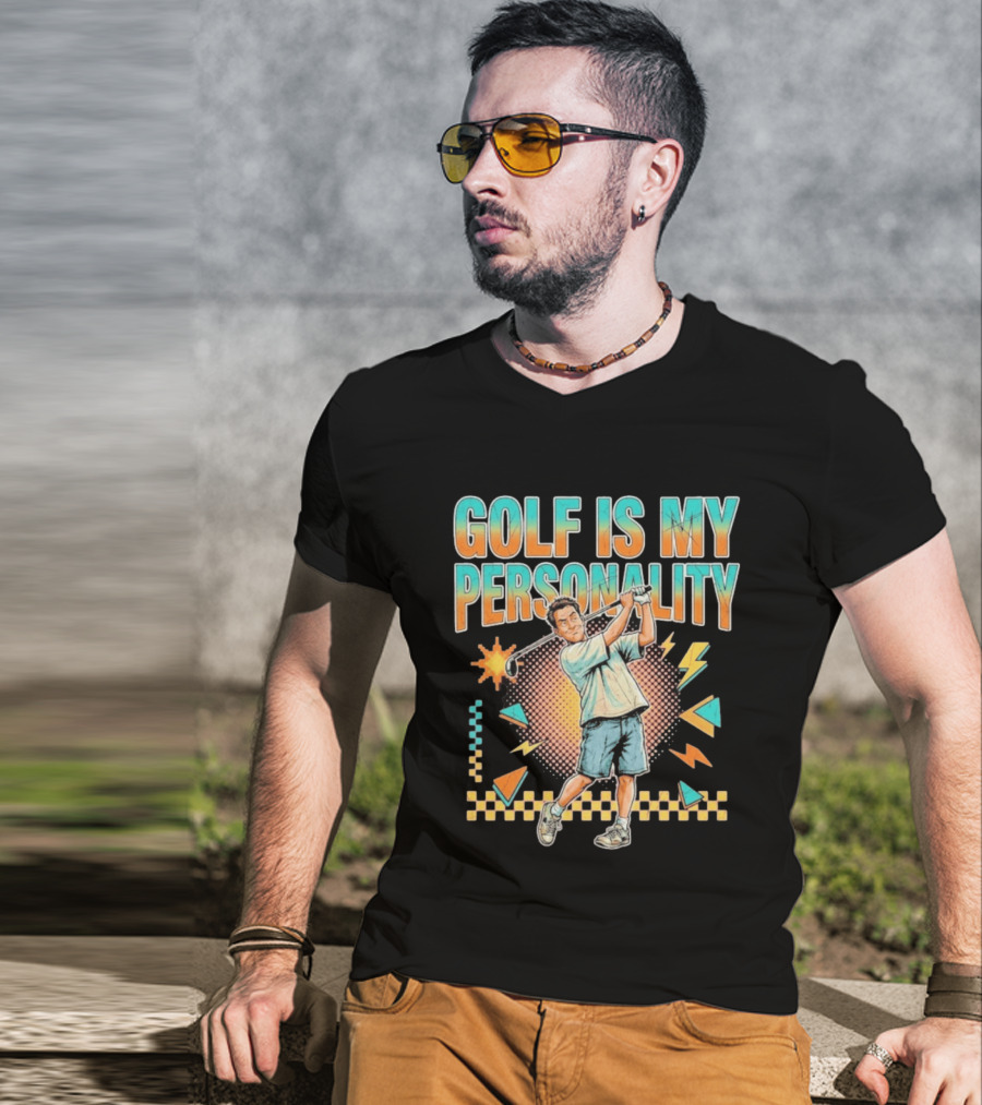 Golf Is My Personality Retro Style Swinging Golfer T-Shirt