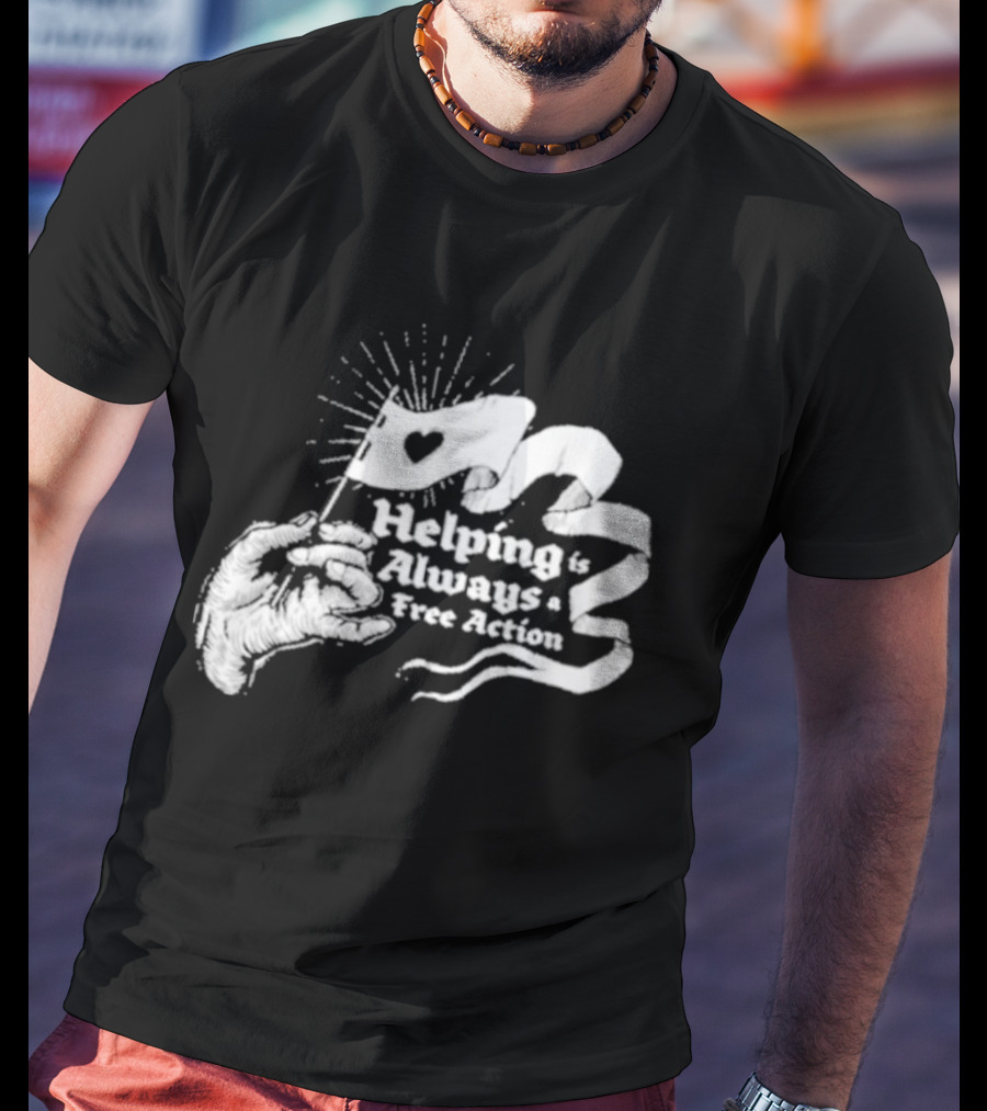 Mcelroy Helping Always Free Action Heart Banner Radiant T-Shirt