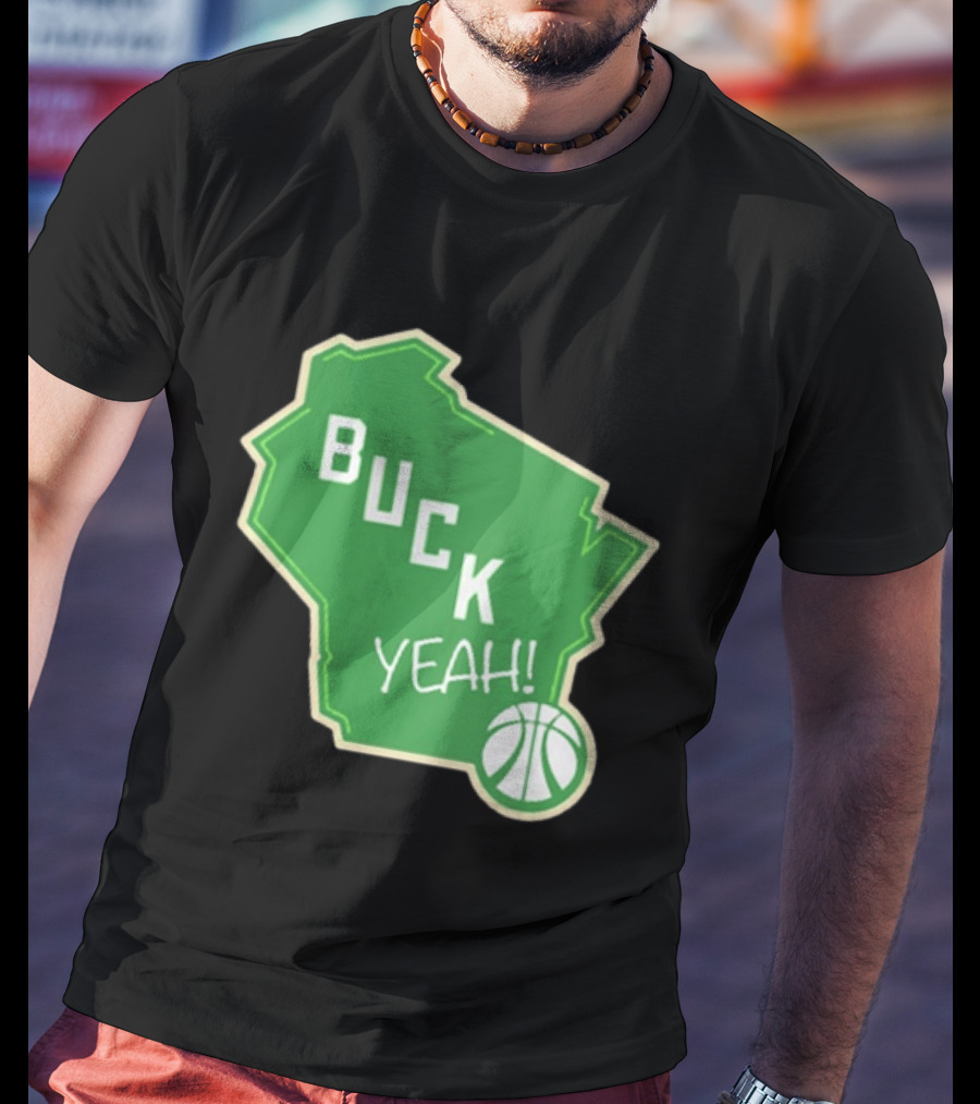 Buck Yeah Milwaukee Basketball Green Map T-Shirt