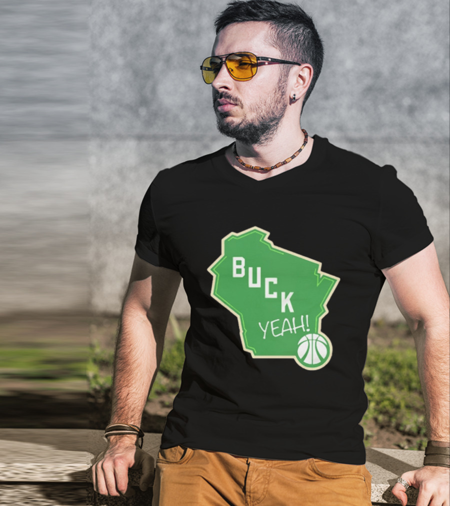 Buck Yeah Milwaukee Basketball Green Map T-Shirt