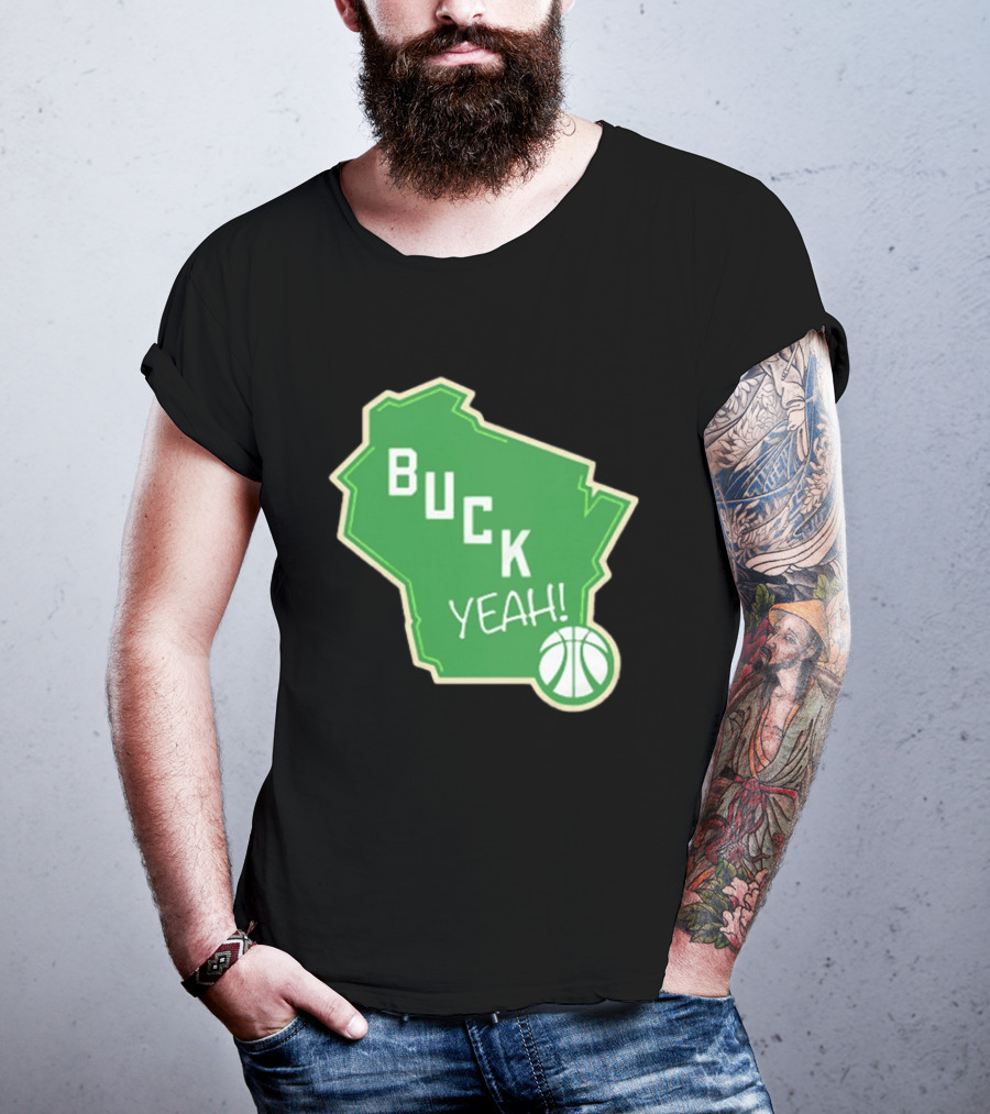Buck Yeah Milwaukee Basketball Green Map T-Shirt