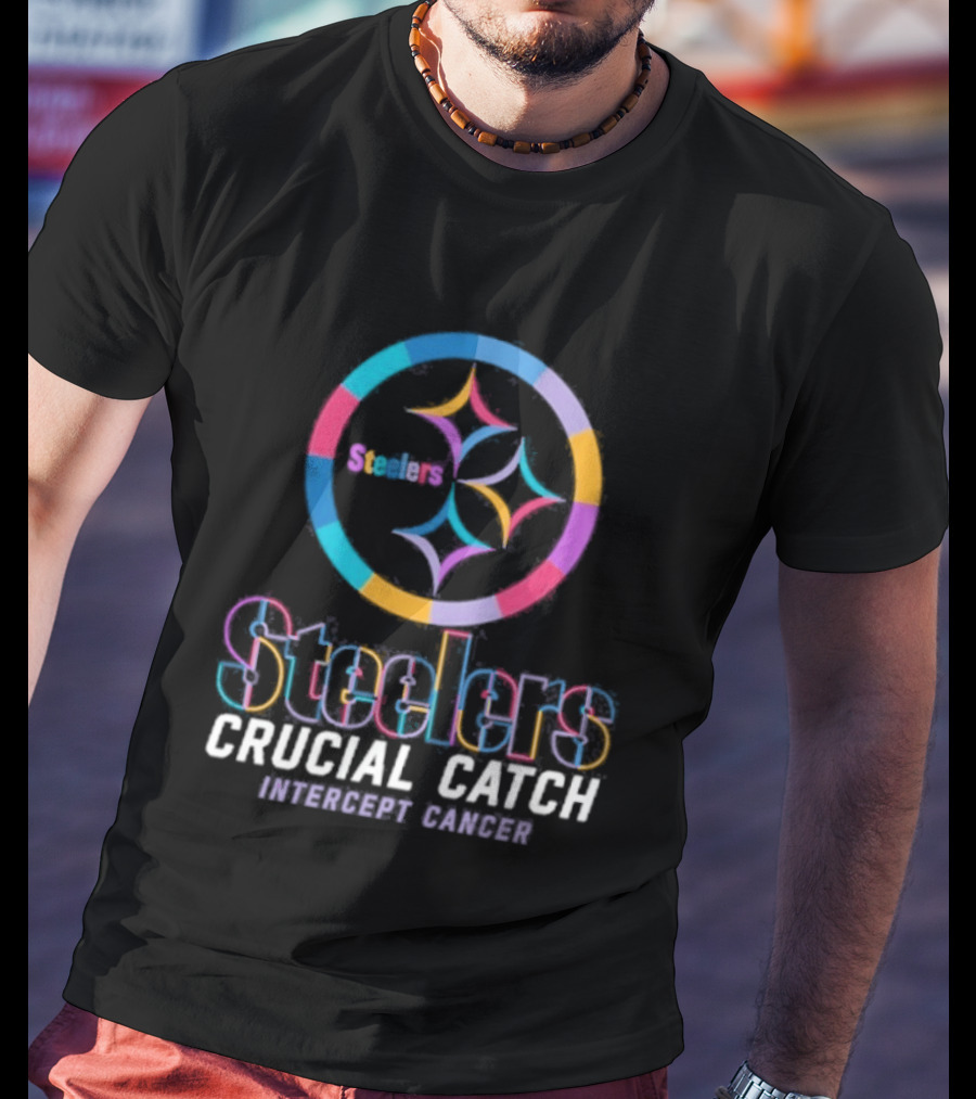 Pittsburgh Steelers Crucial Catch Intercept Cancer NFL Campaign T-Shirt