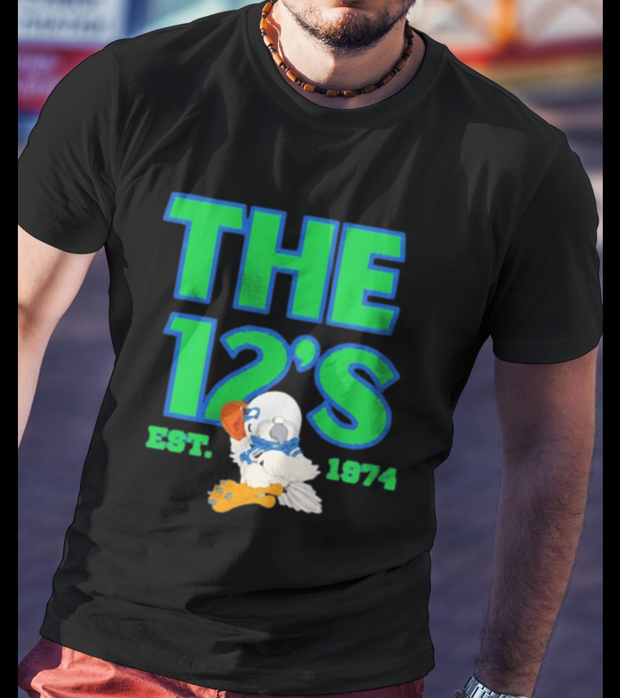THE 12'S Est. 1974 Navy Grey Seattle Seahawks T-Shirt