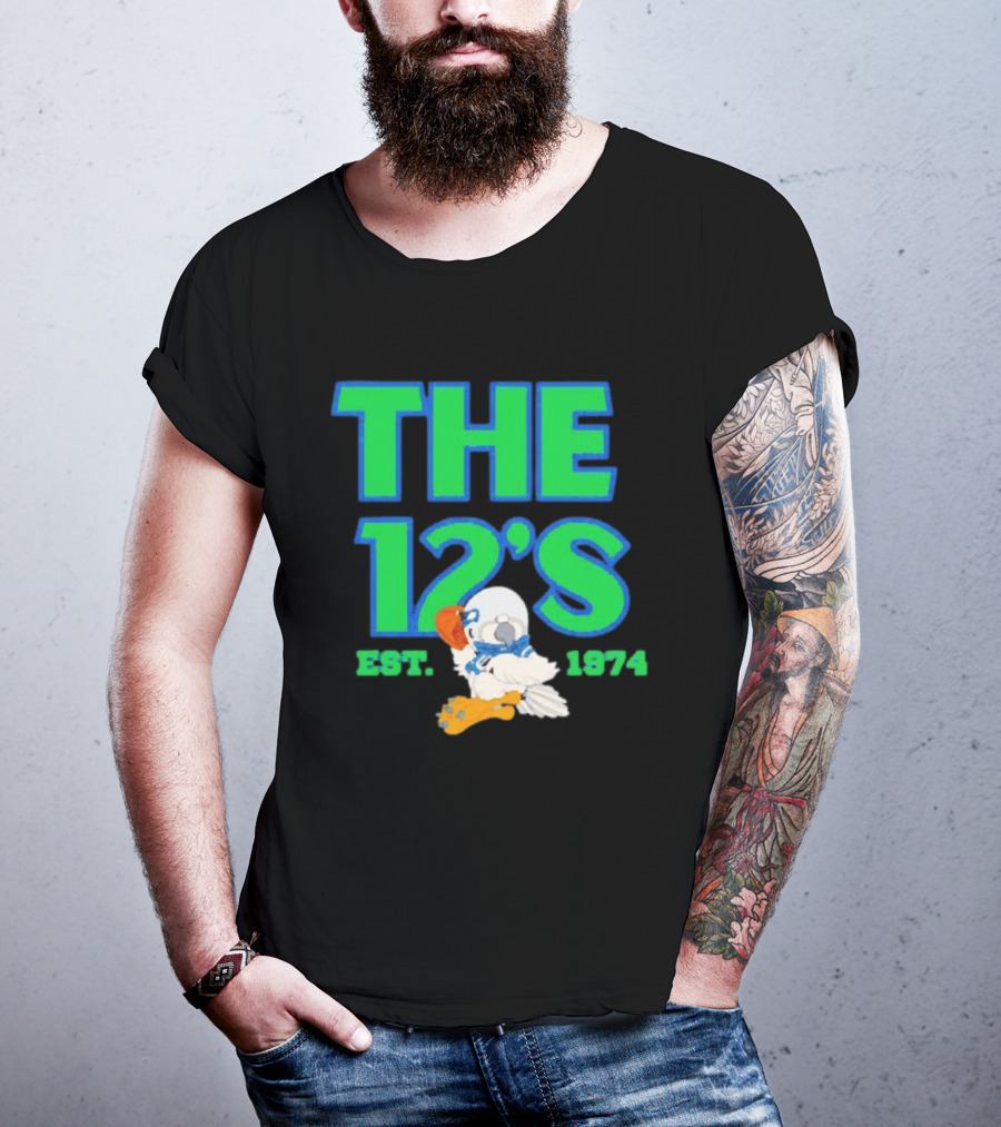 THE 12'S Est. 1974 Navy Grey Seattle Seahawks T-Shirt