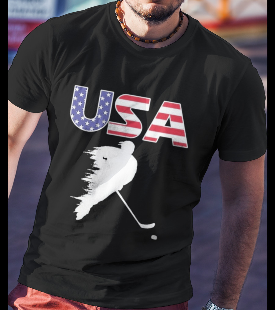 USA Stars And Stripes Ice Hockey Player T-Shirt