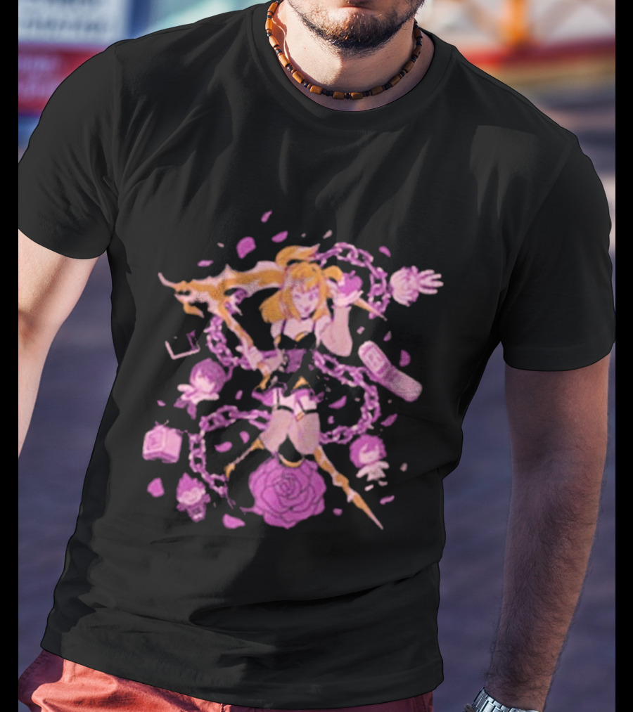 Angel Of Death Jav Anime Style Pink Chains And Rose T-Shirt