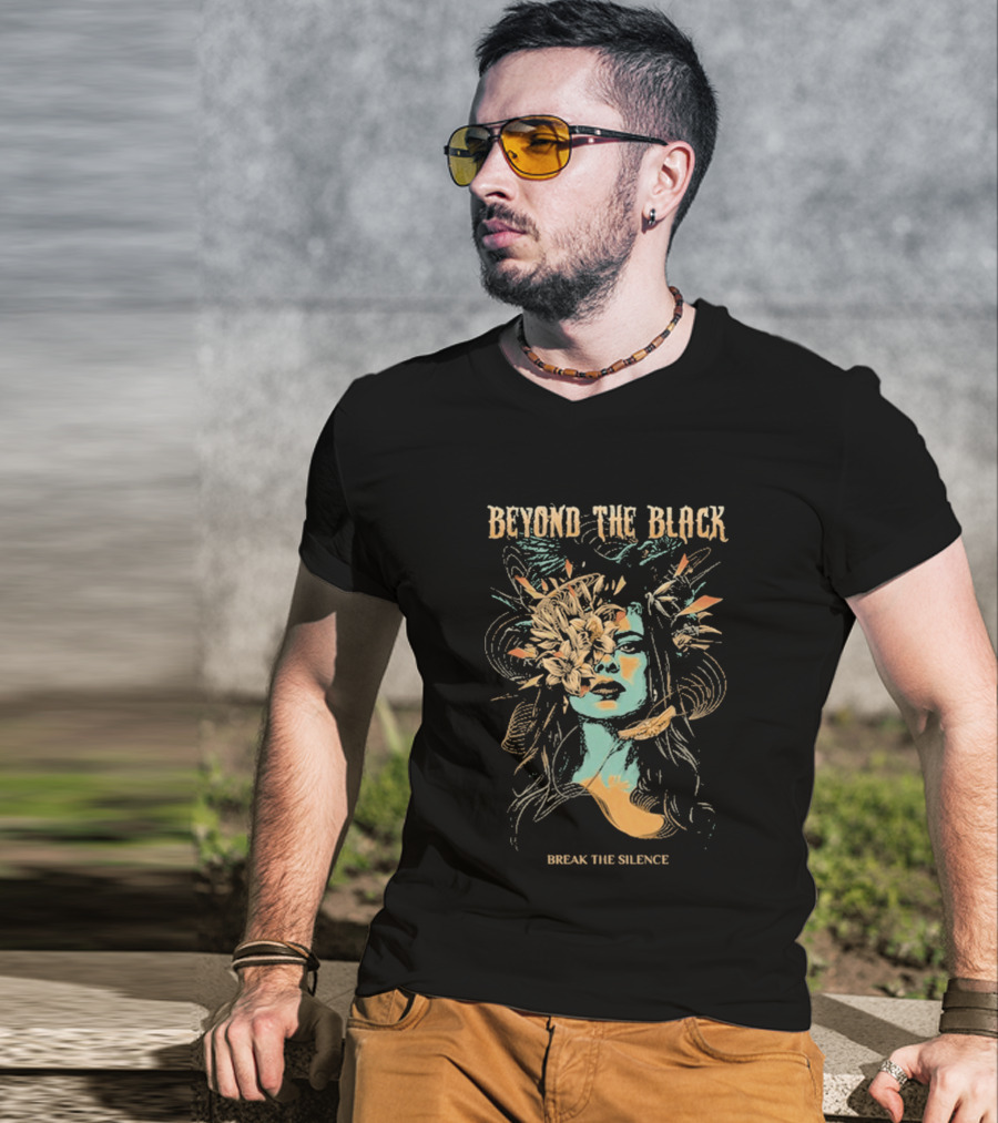 Beyond The Black Break The Silence Head Exploding Floral T-Shirt