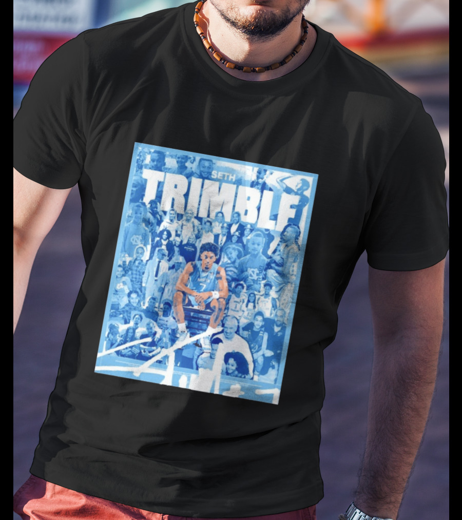 Seth Trimble North Carolina Tar Heels Basketball Collage T-Shirt