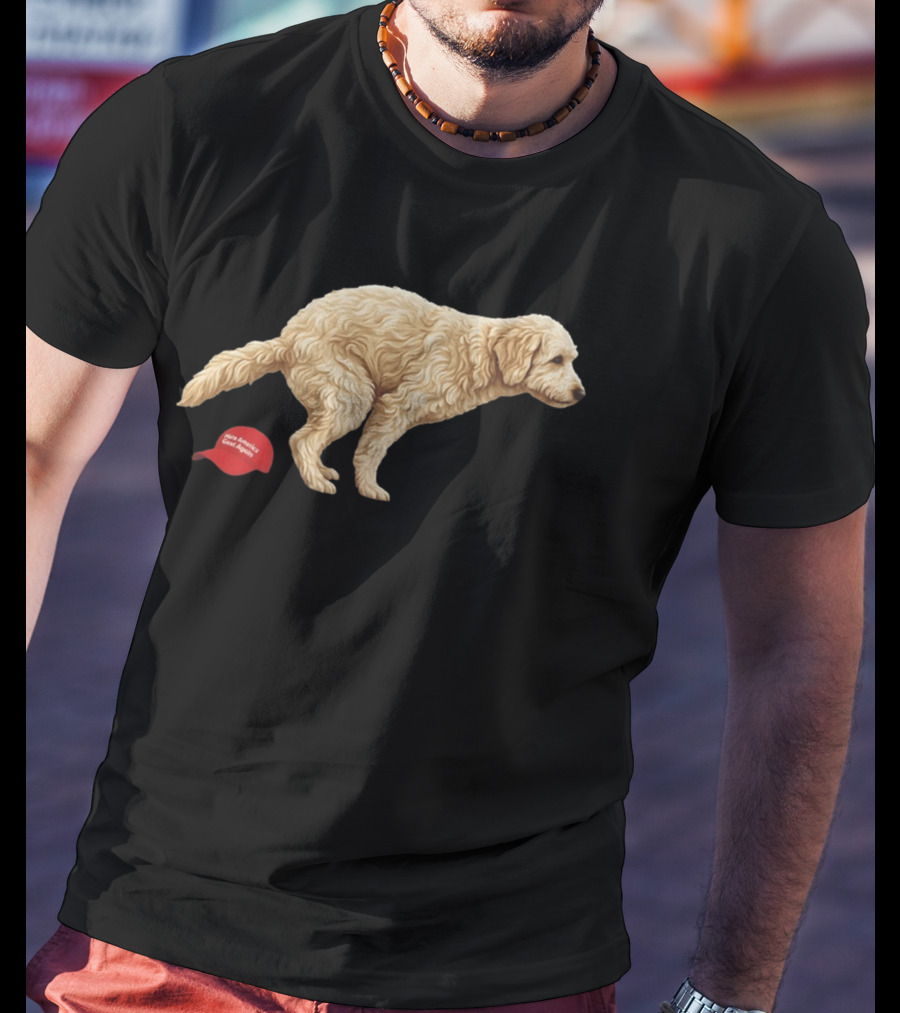 Golden Retriever Pooping On Make America Great Again Hat Anti Trump T-Shirt