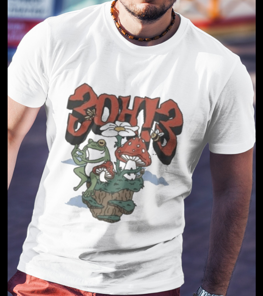 3Oh3 Mushroom Frog Fantasy With Bee And Flower T-Shirt