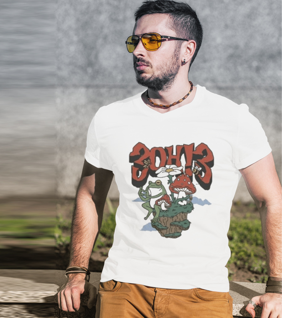 3Oh3 Mushroom Frog Fantasy With Bee And Flower T-Shirt