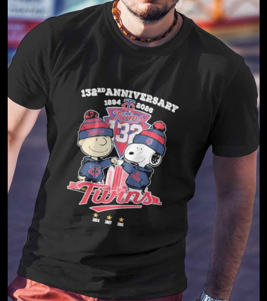 Peanuts Fistbump Minnesota Twins 132nd Anniversary 1894 2026 T-Shirt