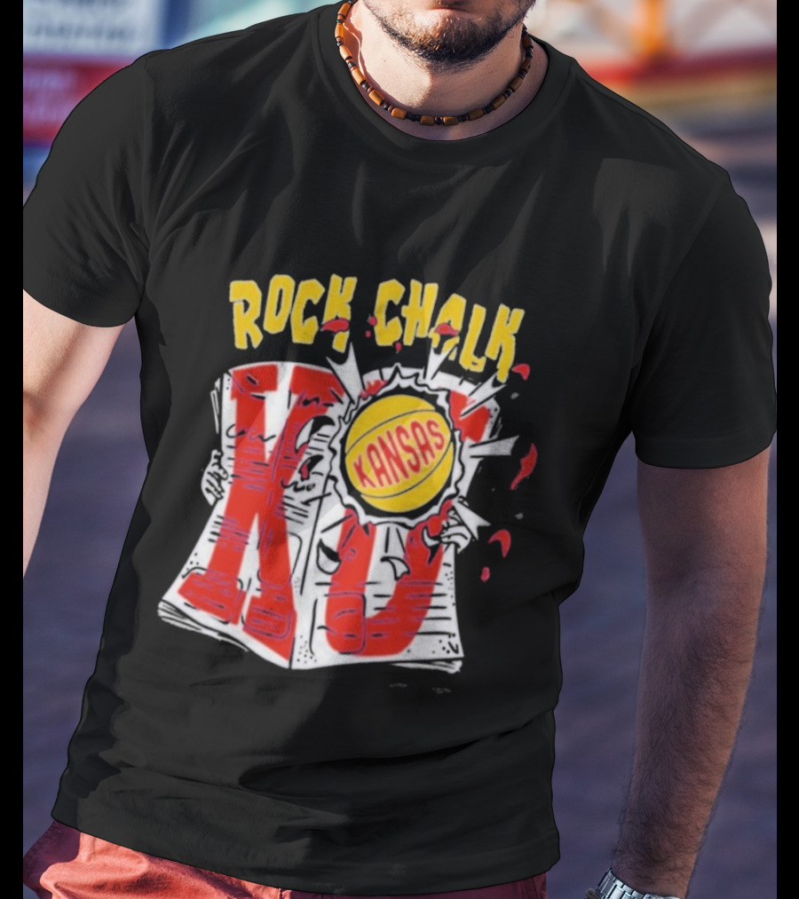 KU Rock Chalk Kansas Basketball Burst T-Shirt